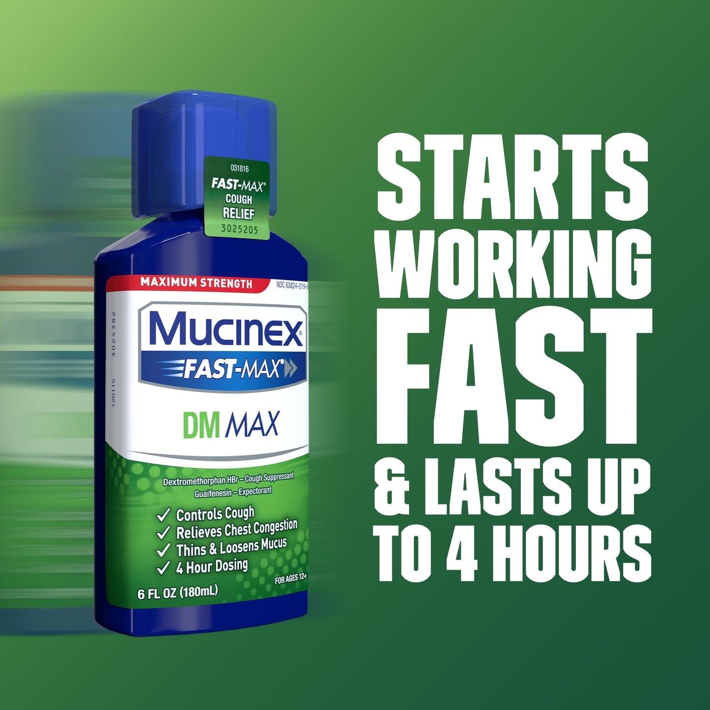 Mucinex Fast Max DM Max, Chest Congestion and Cough Liquid Medicine, 6 fl oz