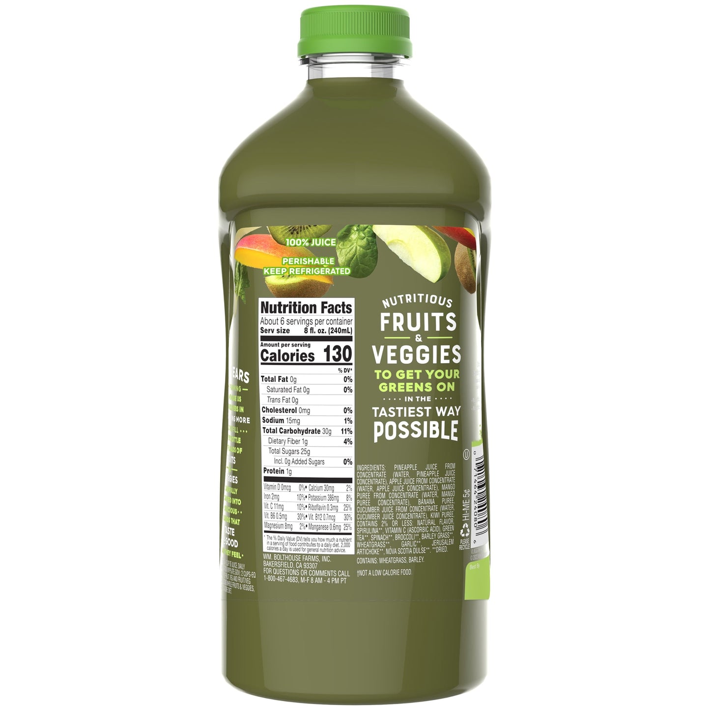 Bolthouse Farms Fruit Juice Smoothie, Green Goodness, 52 fl. oz. Bottle