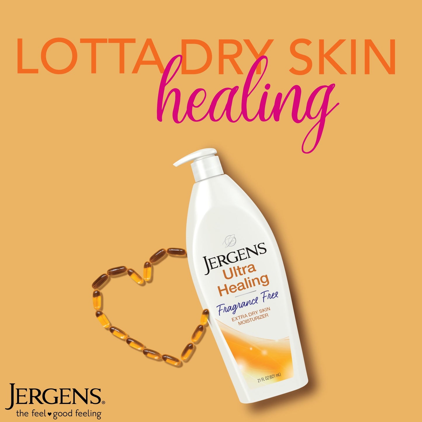 Jergens Fragrance Free Unscented Lotion, Ultra Healing Dry Skin Moisturizer, for Sensitive Skin, 48hr Hydration, 21 Oz