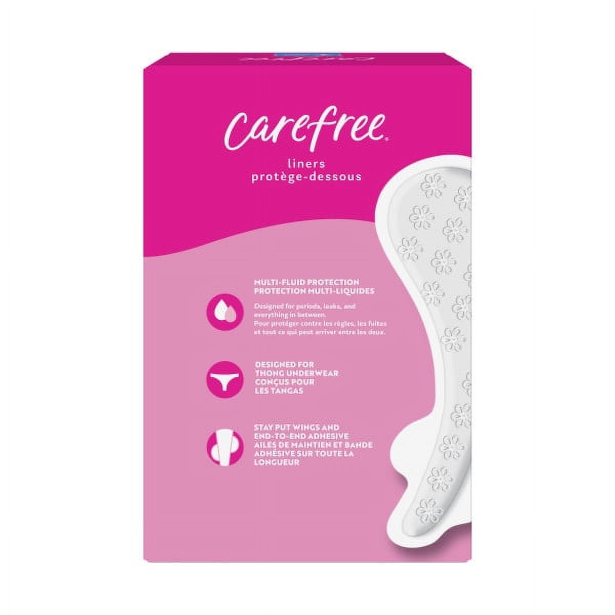 CAREFREE® THONG Panty Liners With Wings, Flat, Unscented, 49ct