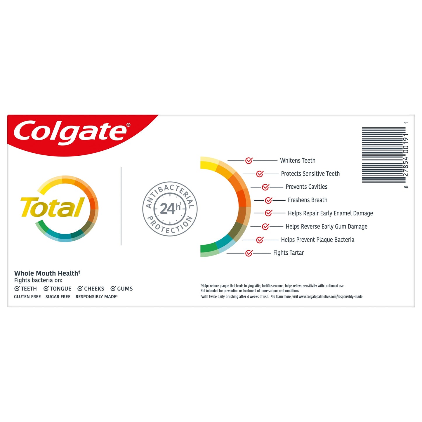 Colgate Total Whitening Toothpaste Gel, Mint, 2 Pack, 5.1 Oz Tubes