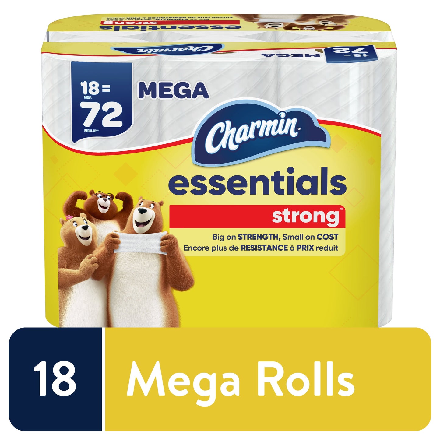 Charmin Essentials Strong Toilet Paper, 18 Mega Rolls
