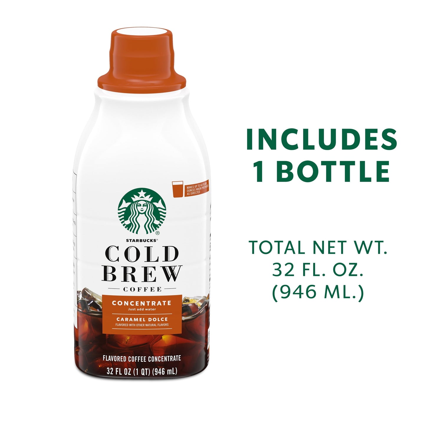 Starbucks Cold Brew Caramel Dolce, Bottled Coffee Drink Concentrate, 32 fl oz