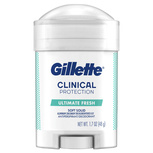 Gillette Antiperspirant Deodorant for Men, Clinical Soft Solid, Ultimate Fresh, 72 Hr. Sweat Protection, 1.7 oz