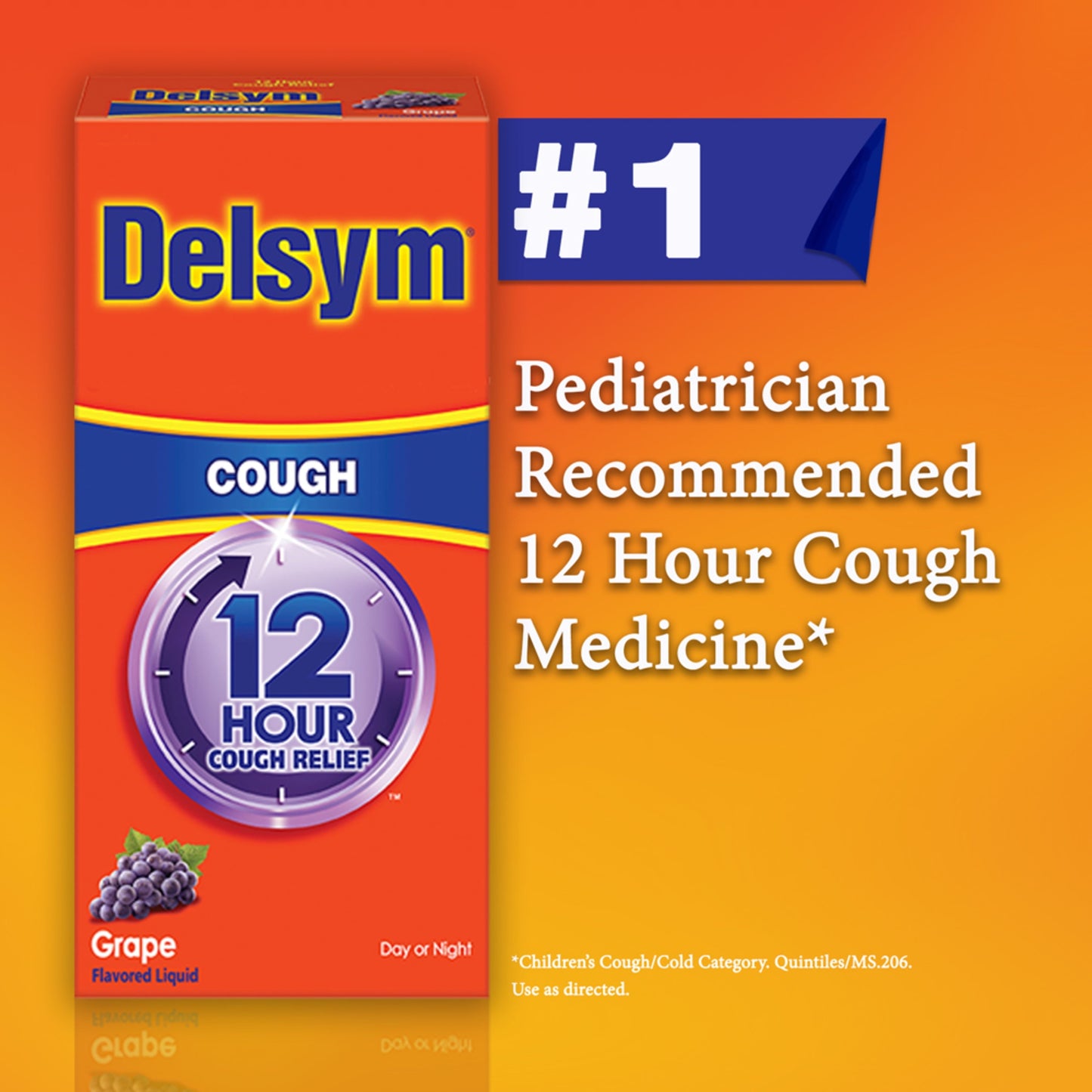 Delsym Adult 12 hour Cough Relief Medicine, Powerful Cough Relief for 12 Good Hours, Cough Suppressing Liquid, #1 Pharmacist Recommended, Grape Flavor, 3 Fl Oz