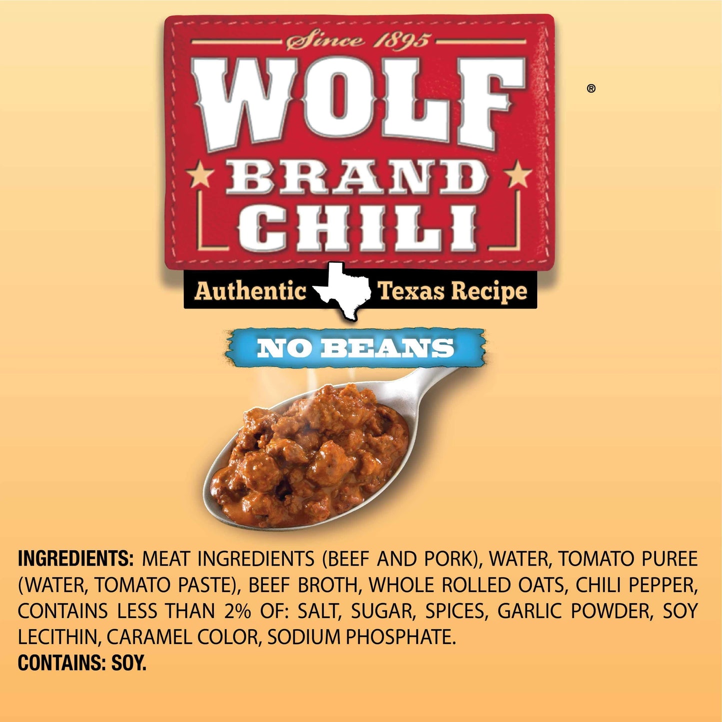 WOLF BRAND Chili No Beans, Chili Without Beans, 38.5 oz.