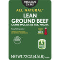 All Natural* 93% Lean/7% Fat Lean Ground Beef, 4.5 lb Tray