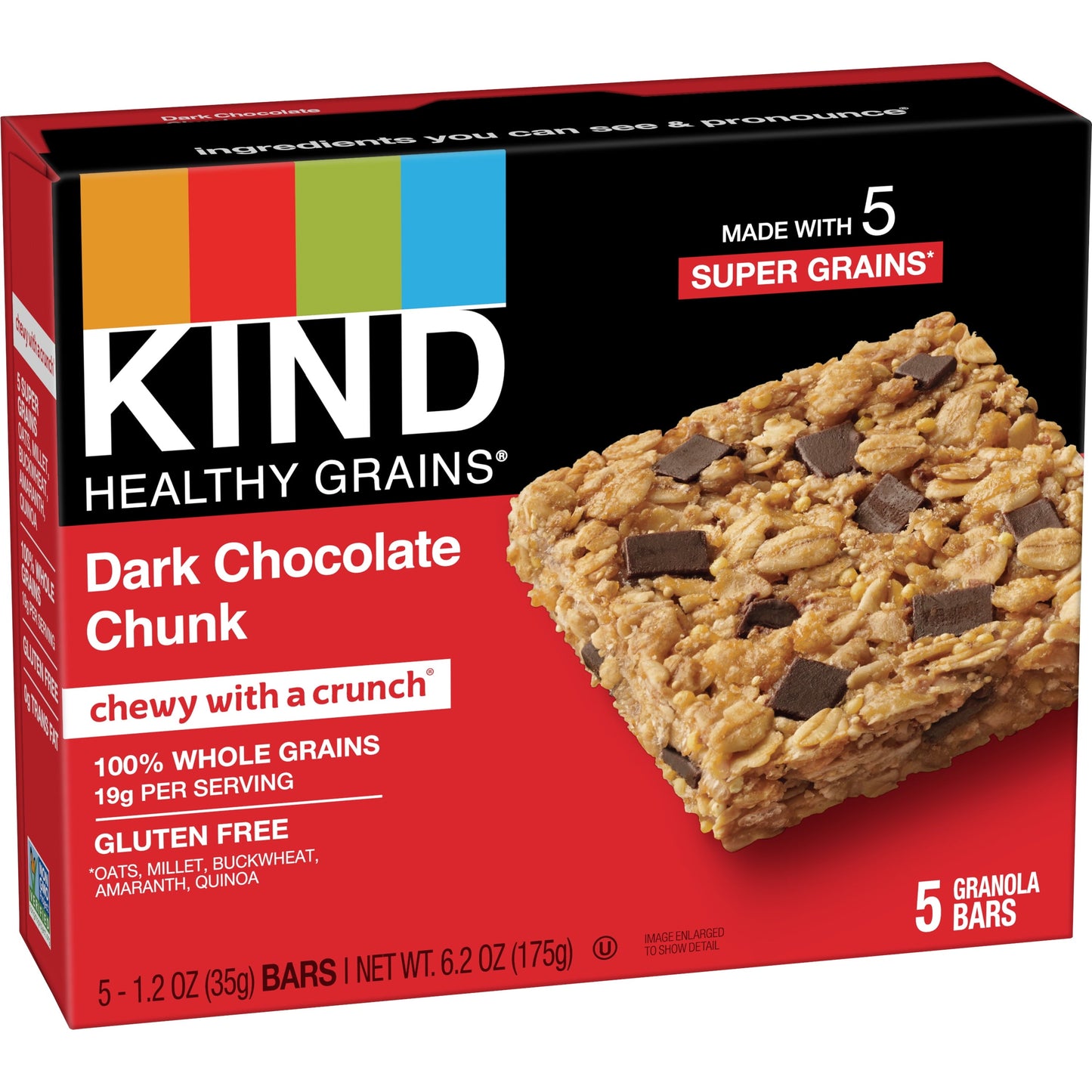 KIND Healthy Grain Gluten Free Dark Chocolate Chunk Snack Bars, 1.2 oz, 5 Count