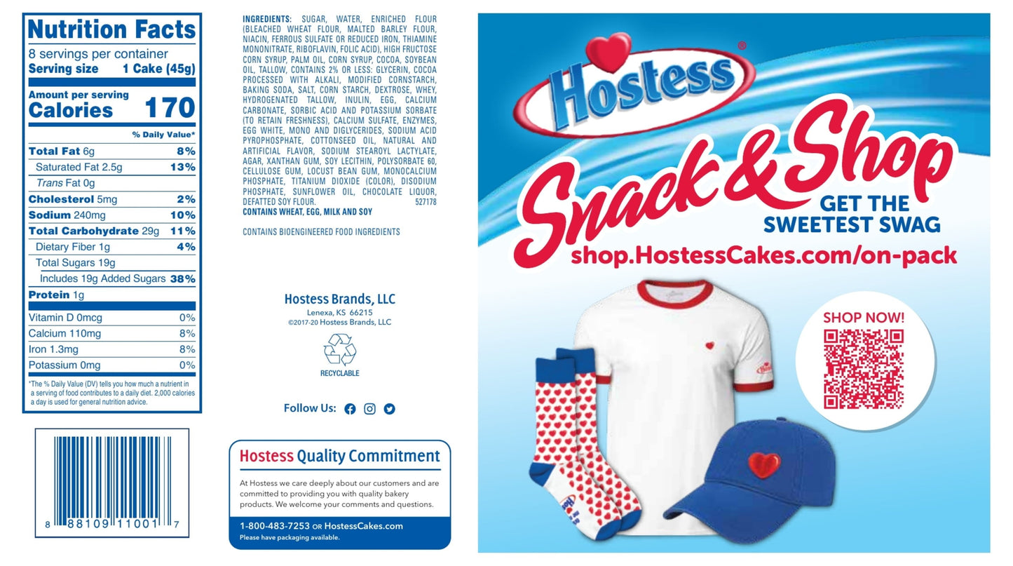 HOSTESS Chocolate Cup Cakes, Creamy, 8 count, 12.7 oz