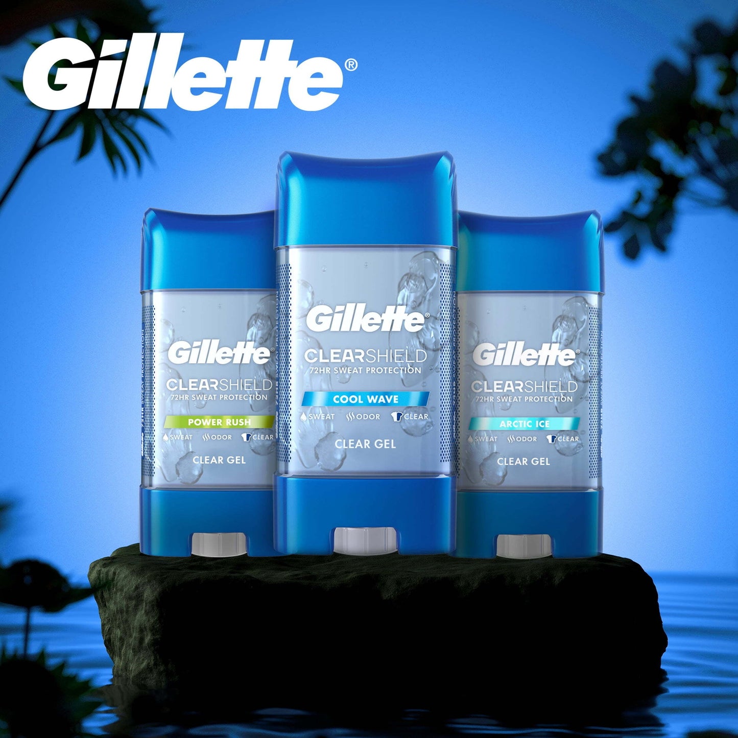 Gillette Antiperspirant Deodorant for Men, Clear Gel, Powder Rush, Twin Pack, 3.8oz