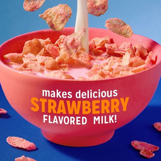 Kellogg's Frosted Flakes Strawberry Milkshake Breakfast Cereal, Family Size, 20.1 oz Box