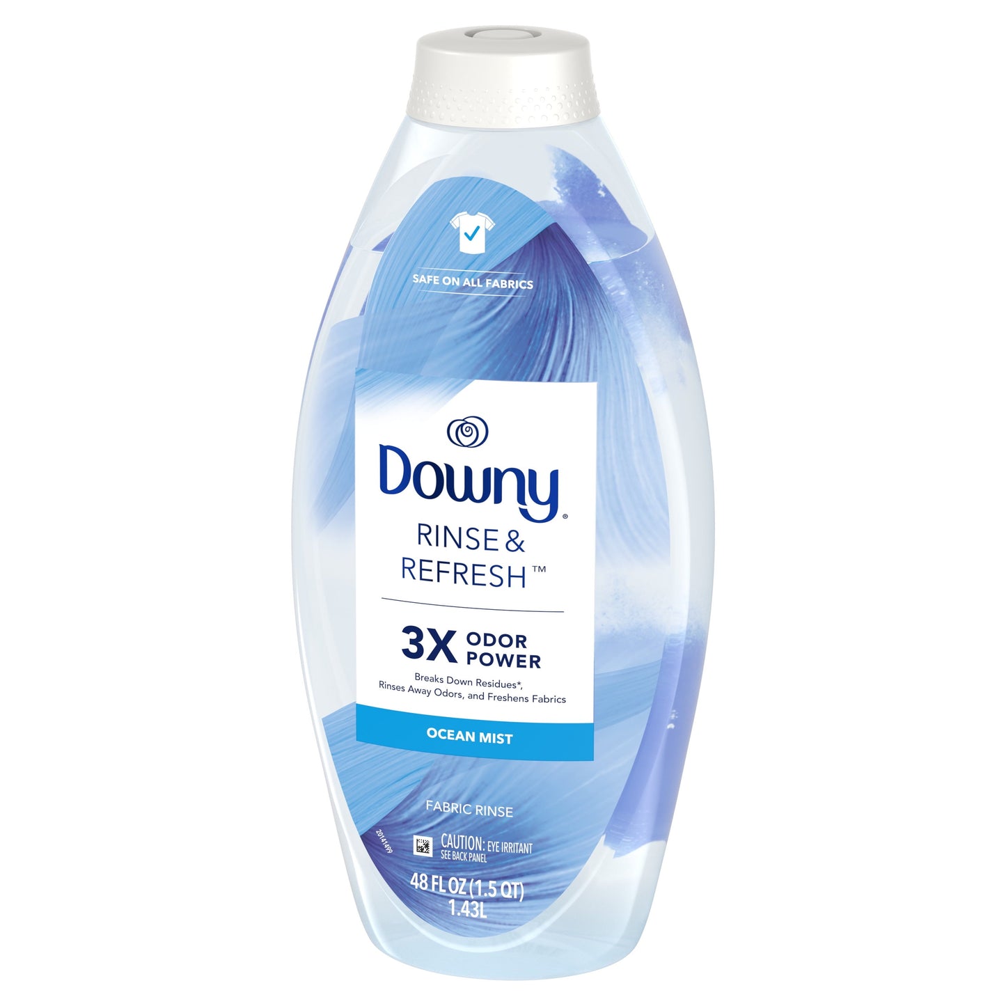 Downy Rinse & Refresh Laundry Odor Remover and Fabric Softener, Ocean Mist, 48 fl oz, Safe On All Fabrics, HE Compatible