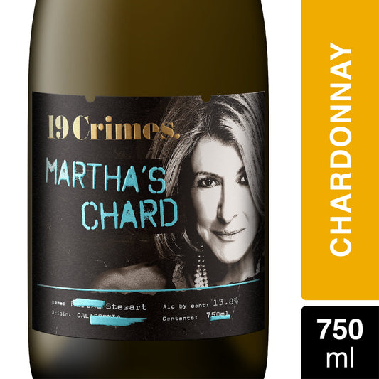 19 Crimes Martha's Chard Chardonnay White Wine, 750ml Bottle, 13.8% ABV