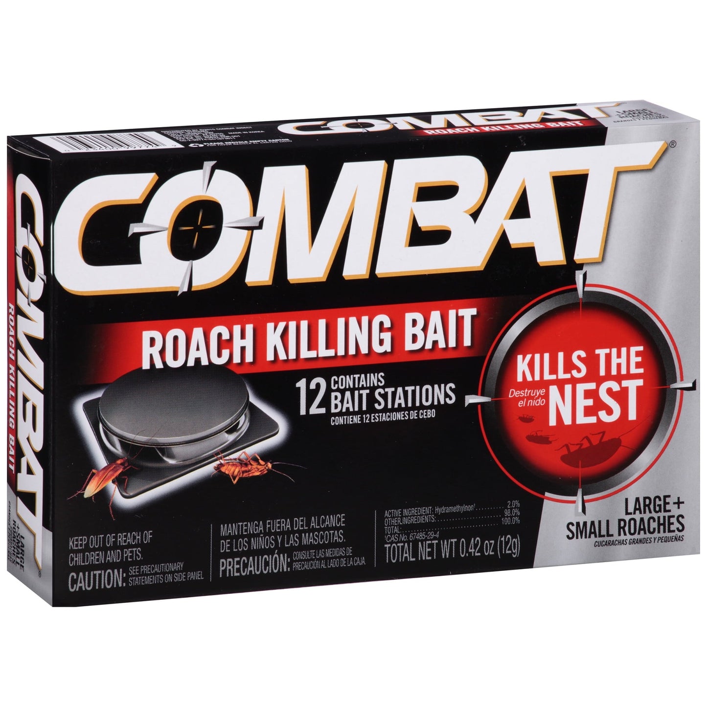 Combat Roach Killing Bait Stations for Small and Large Roaches, 12 Count