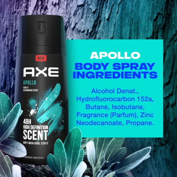 Axe Apollo Long Lasting Men's Antiperspirant Deodorant Spray, Sage and Cedarwood, 4 oz