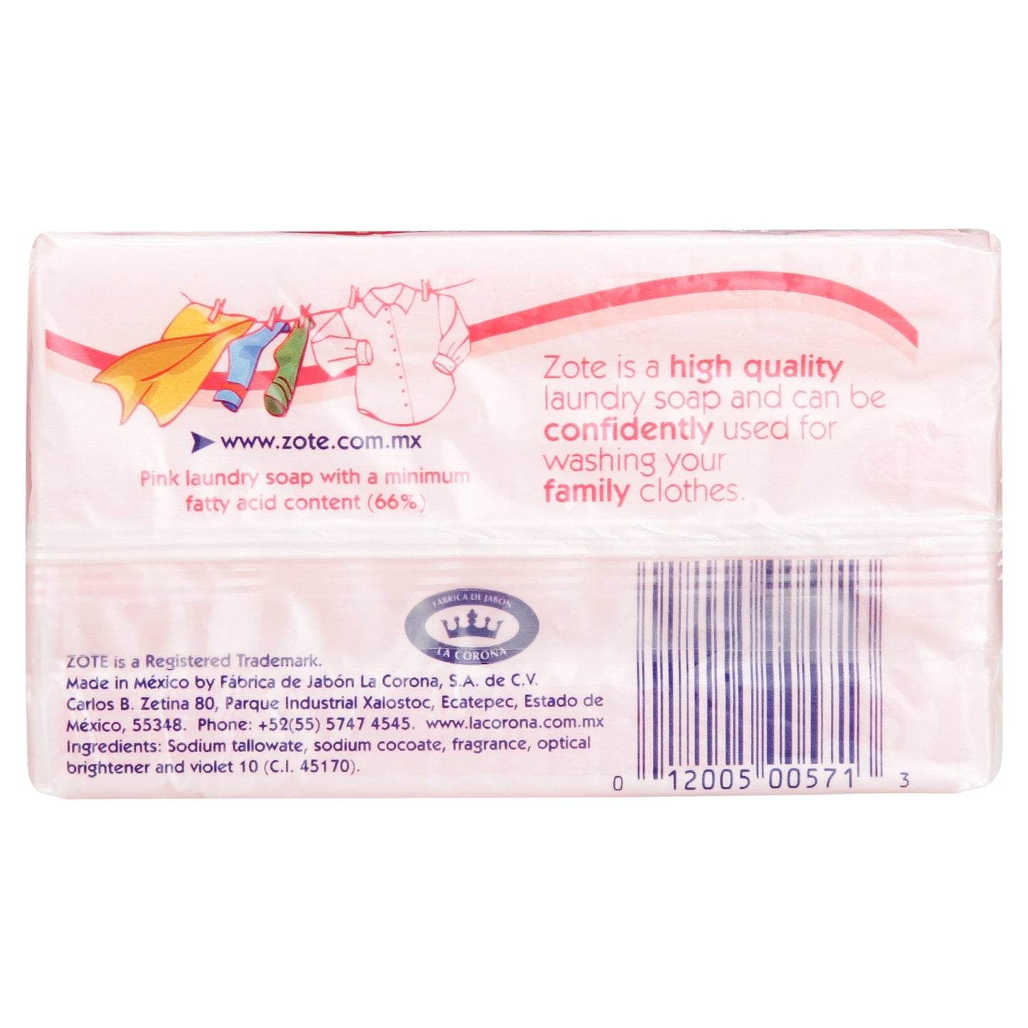 ZOTE Laundry Bar Soap Pink, 14.1 Ounce