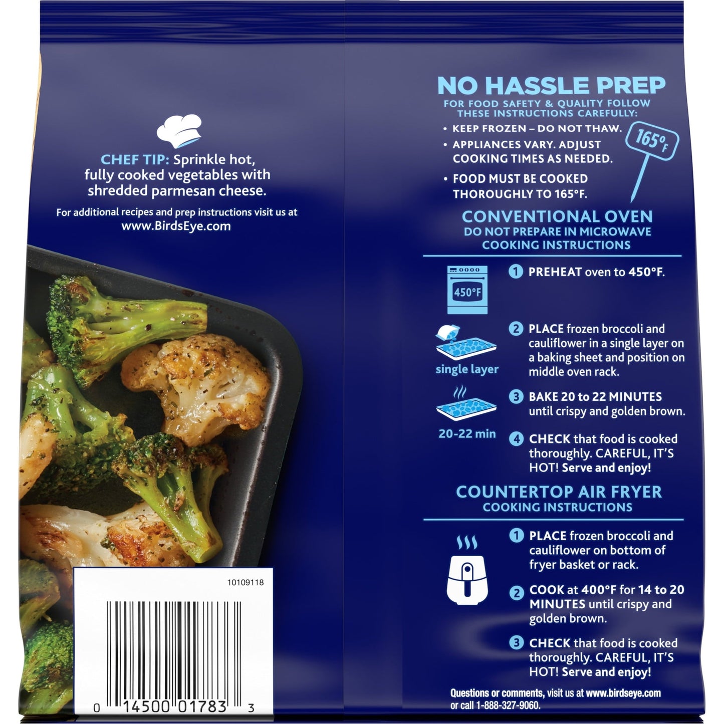 Birds Eye Oven Roasters, Seasoned Broccoli and Cauliflower, Frozen Vegetables, 14 oz Bag (Frozen)