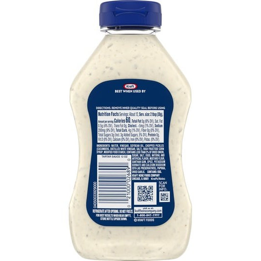 Kraft Tartar Sauce, 12 fl oz Bottle