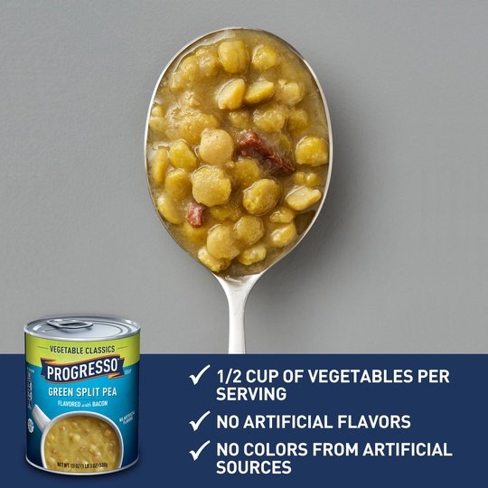 Progresso Vegetable Classics, Green Split Pea Soup Flavored with Bacon, 19 oz.