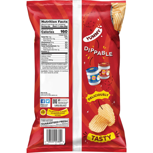 Lay's Wavy Potato Chips, Original Flavor, 7.75 oz Bag