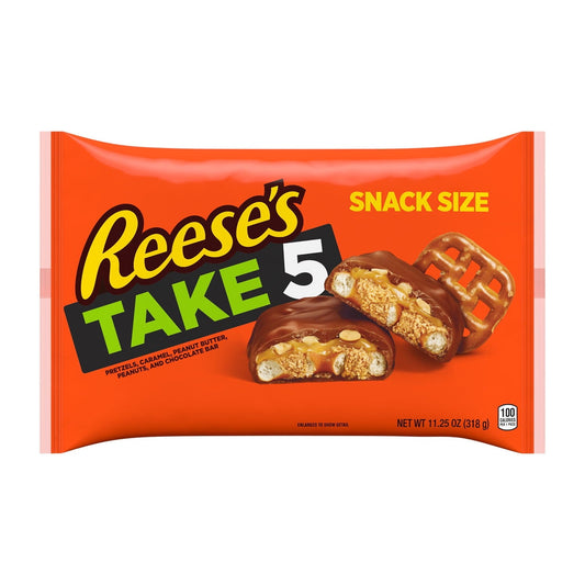 Reese's Take 5 Pretzel, Peanut and Chocolate Snack Size Candy, Bag 11.25 oz