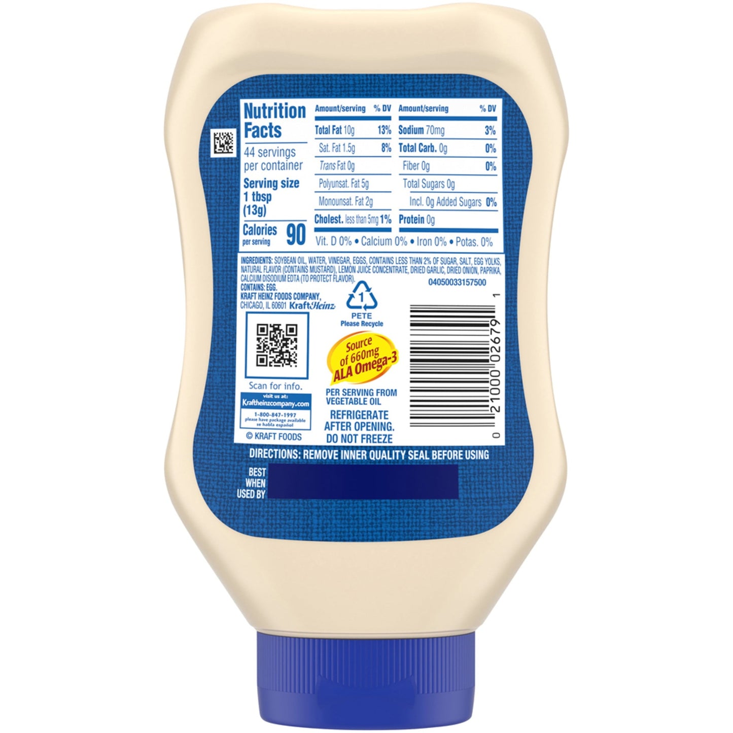 Kraft Real Mayo Creamy & Smooth Mayonnaise Squeeze Bottle, 22 fl oz