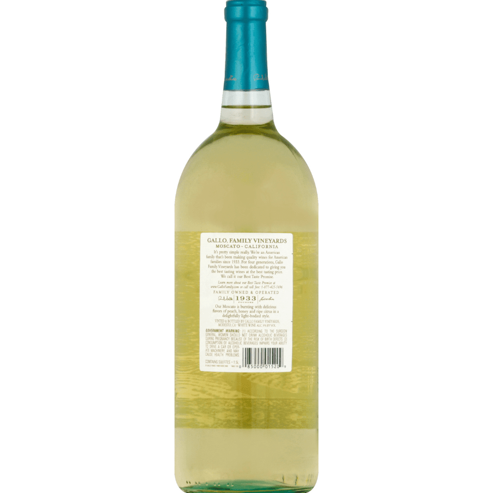 Gallo Family Moscato White Wine, California,  1.5L Glass Bottle