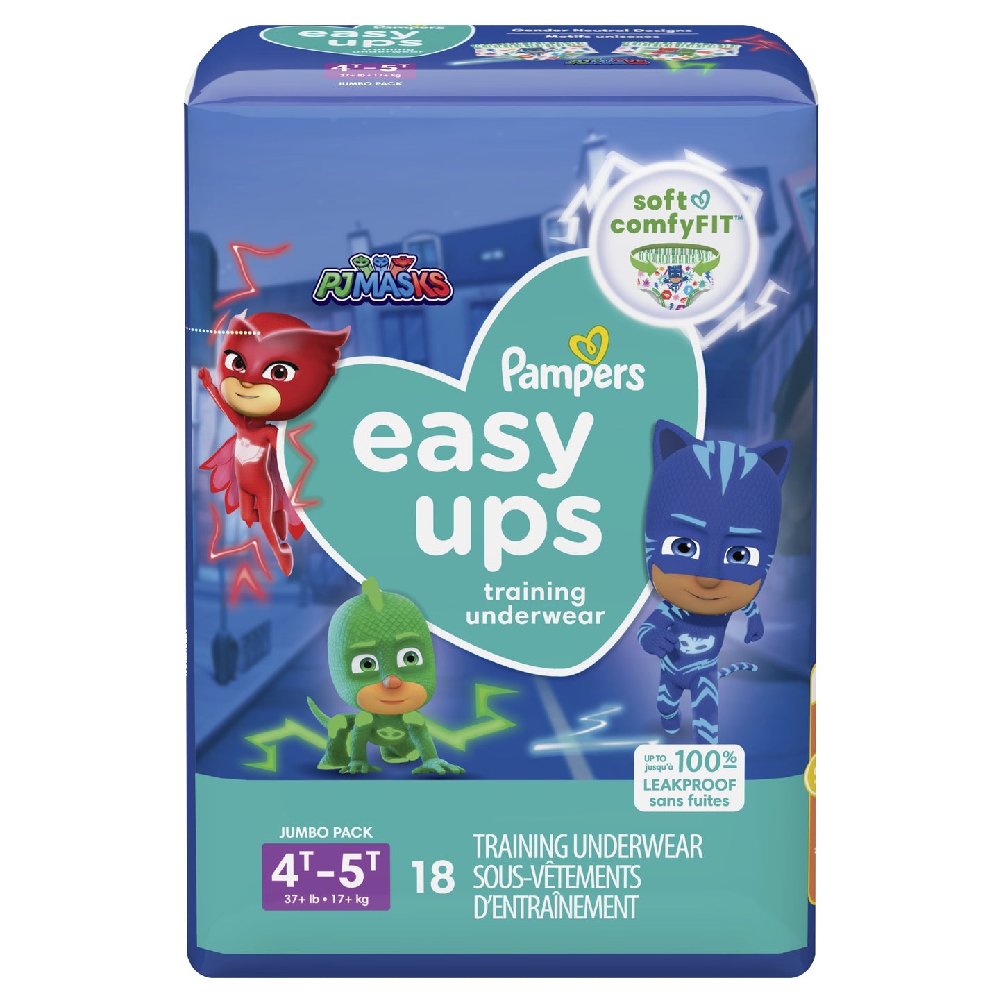 Pampers Easy Ups PJ Masks Training Pants Toddler Boys Size 4T/5T 18 Count