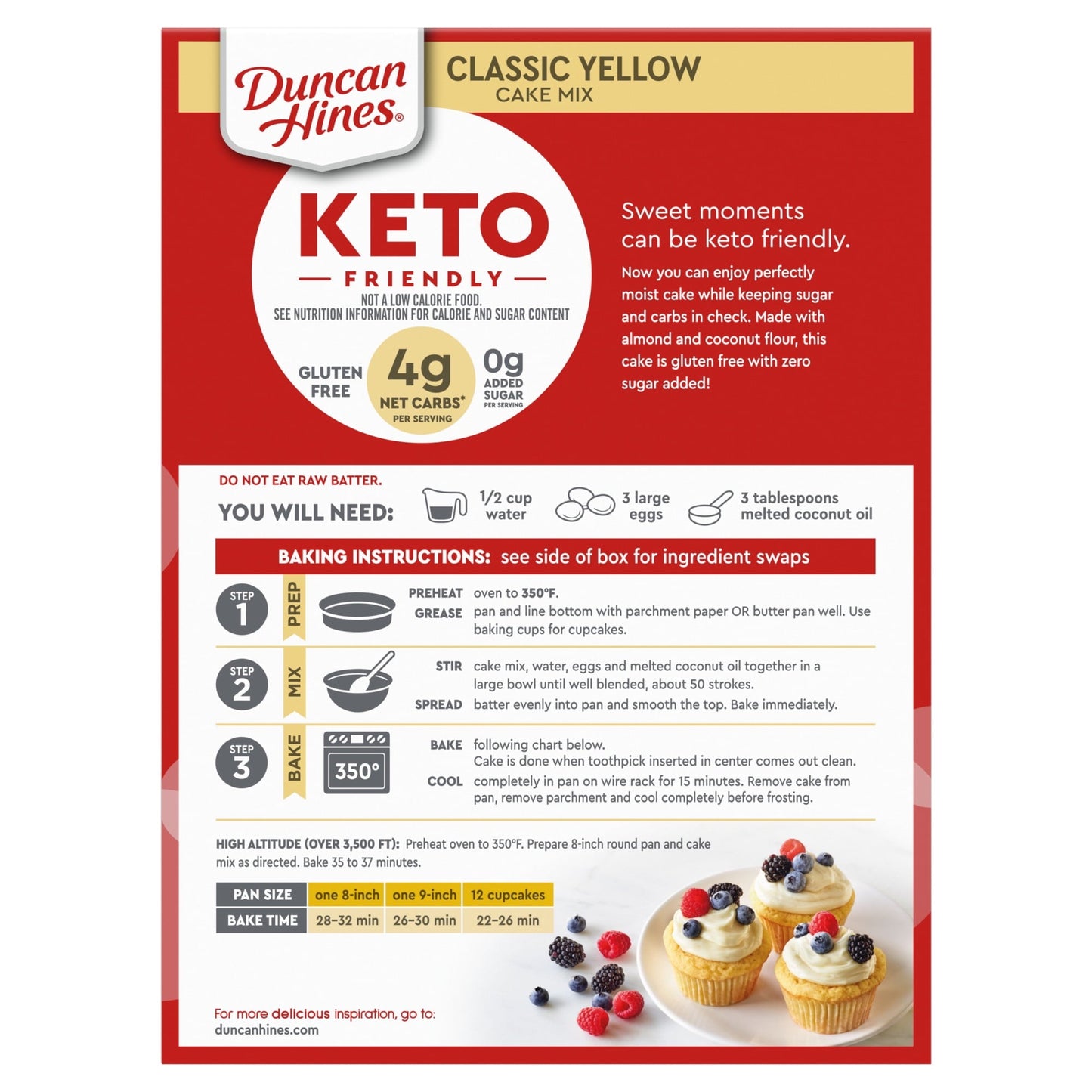 Duncan Hines Keto & Gluten Free Classic Yellow Cake Mix, 10.6 oz.