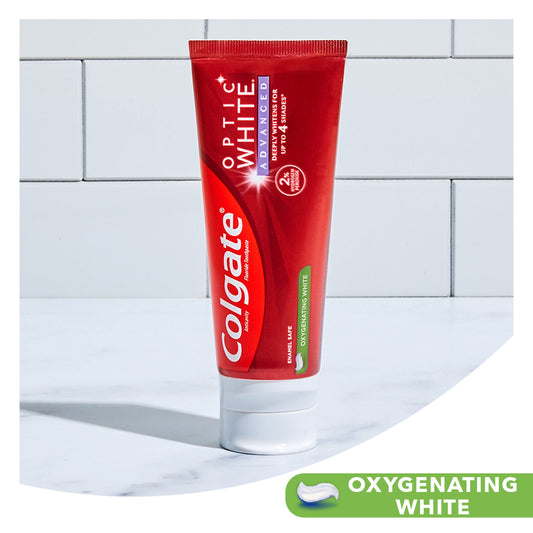 Colgate Optic White Advanced Hydrogen Peroxide Toothpaste, Oxygenating White, 3.2 oz