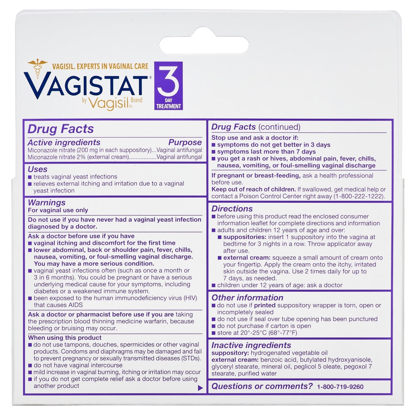 Vagistat by Vagisil 3-Day Vaginal Antifungal Yeast Infection Treatment Cream, Combination Pack