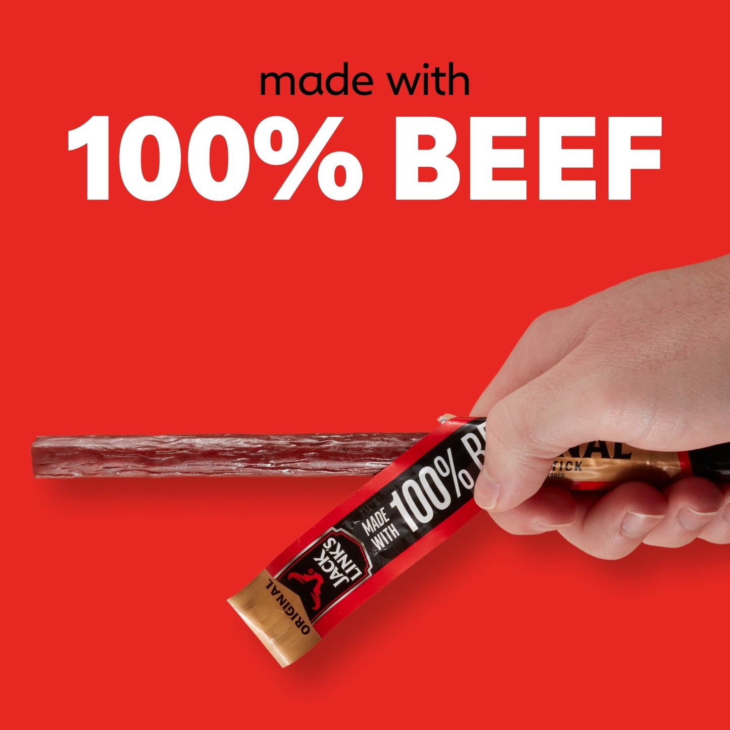 Jack Link’s Beef Sticks, 100% Beef, Original, 12g Protein per Stick, 0.92 oz Stick