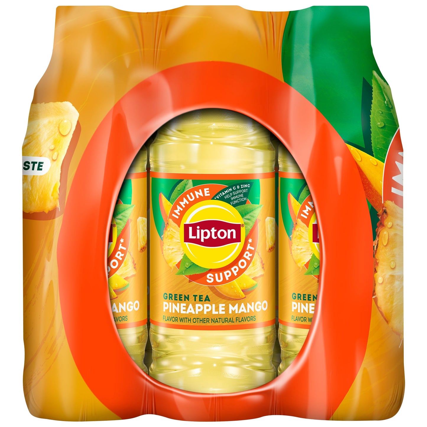 Lipton Iced Tea Immune Support Pineapple Mango Green Tea 16.9 Fl Oz, 12 Count