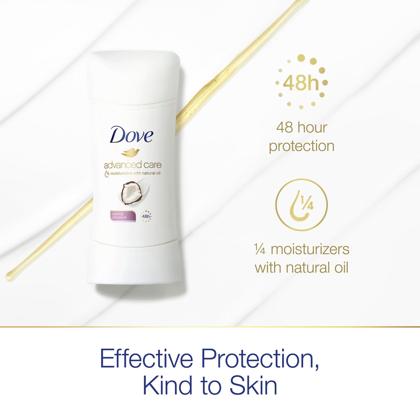 Dove Advanced Care Long Lasting Women's Antiperspirant Deodorant Stick, Caring Coconut, 2.6 oz