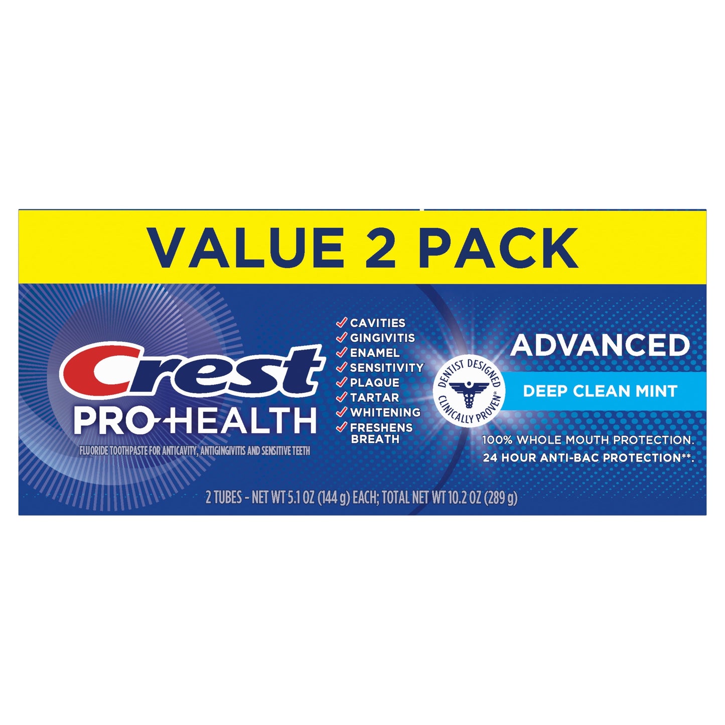 Crest Pro-Health Advanced Deep Clean Mint Toothpaste, 5.1 oz, 2 Count