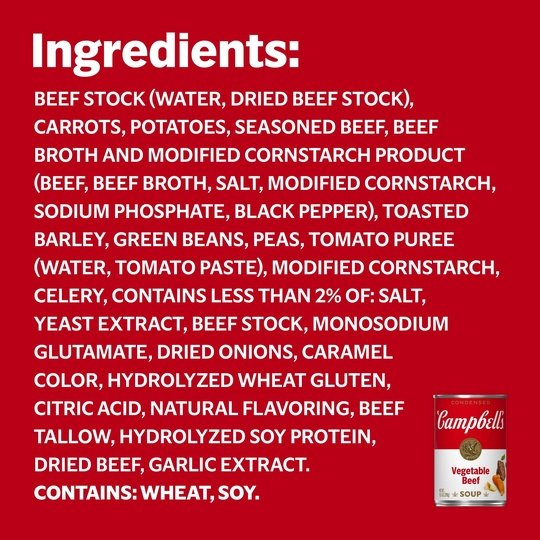 Campbell's Condensed Vegetable Beef Soup, 10.5 Ounce Can