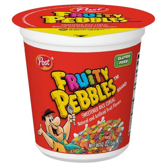 Post Fruity PEBBLES Cereal, Fruity Kids Cereal, 2 oz Individual Cereal Cup