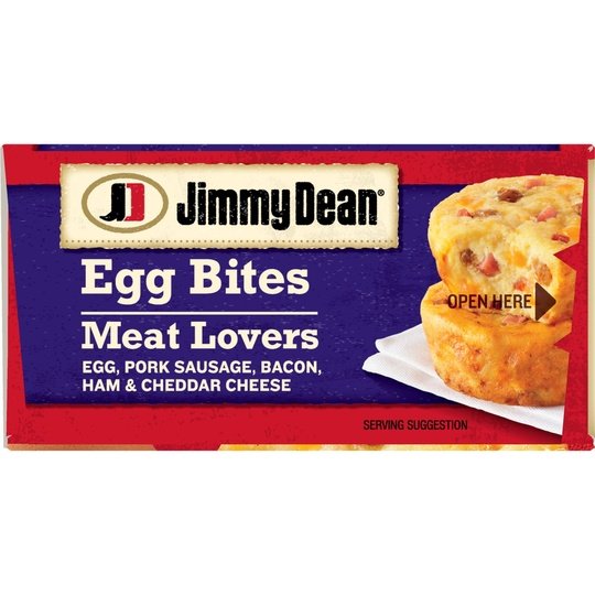 Jimmy Dean Meat Lovers Egg Bites, Pork Sausage Bacon Ham and Cheddar Cheese, 2 Count (Frozen)