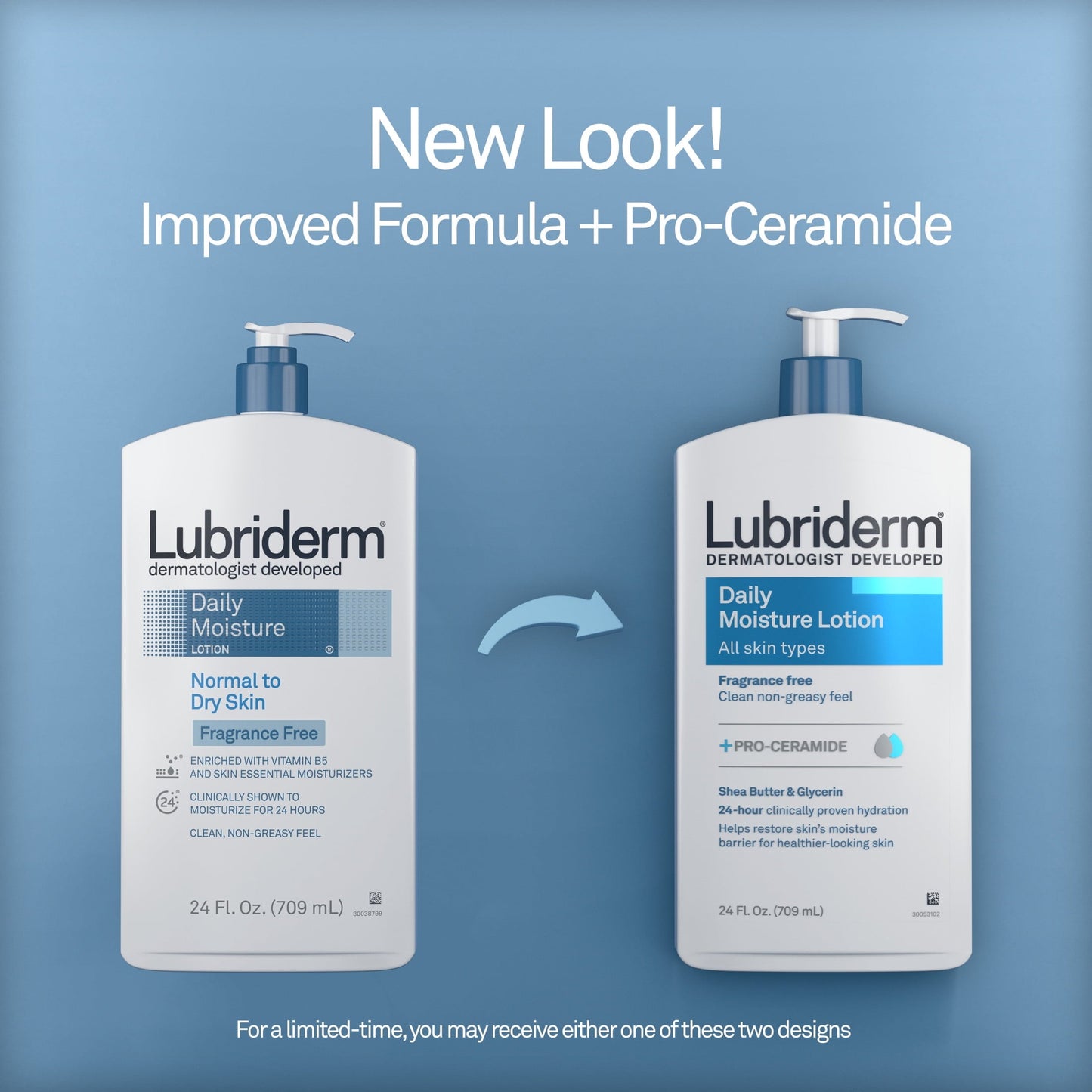 Lubriderm Unscented Daily Moisture Lotion + Pro-Ceramide, 24 fl. oz