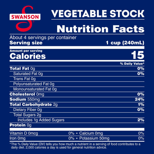Swanson 100% Natural, Gluten-Free Vegetable Stock, 32 oz Carton