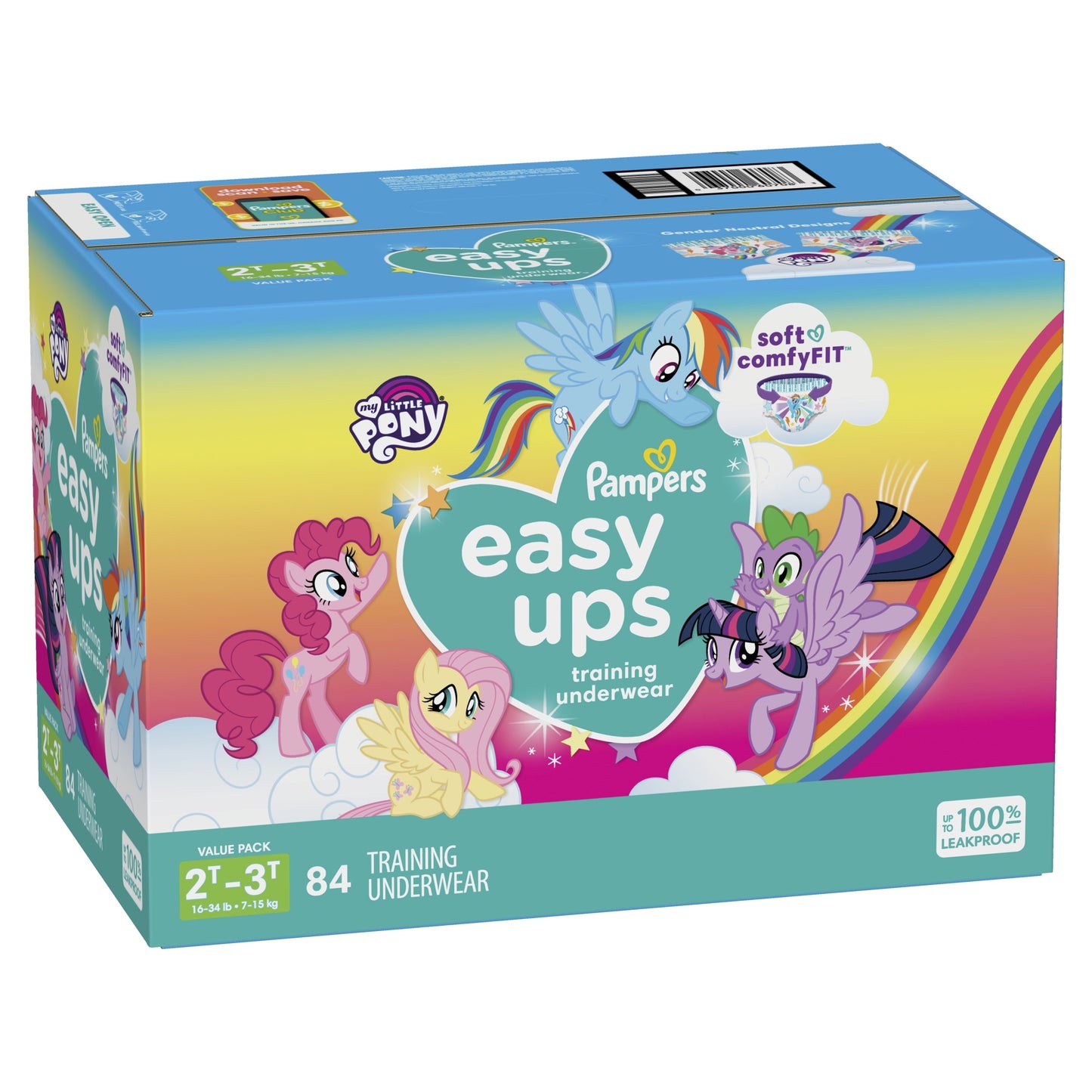 Pampers Easy Ups My Little Pony Training Pants Toddler Girls 2T/3T 84 Ct