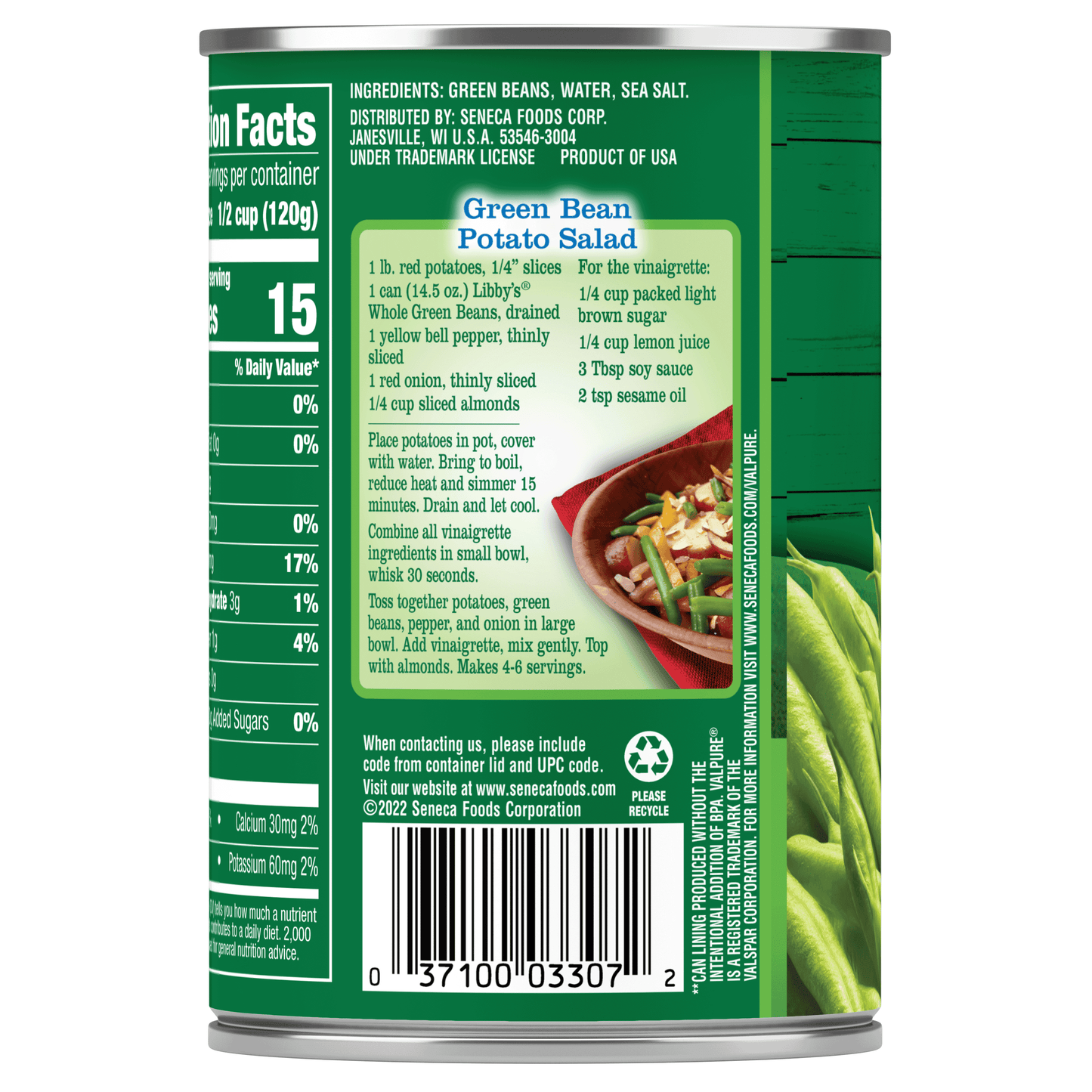 Libby's Canned Whole Green Beans, 14.5 oz Can