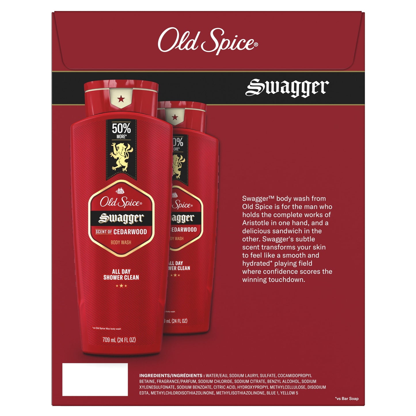 Old Spice Red Collection Swagger Scent Men's Body Wash, 24 fl oz, Pack of 2 (48 fl oz Total)