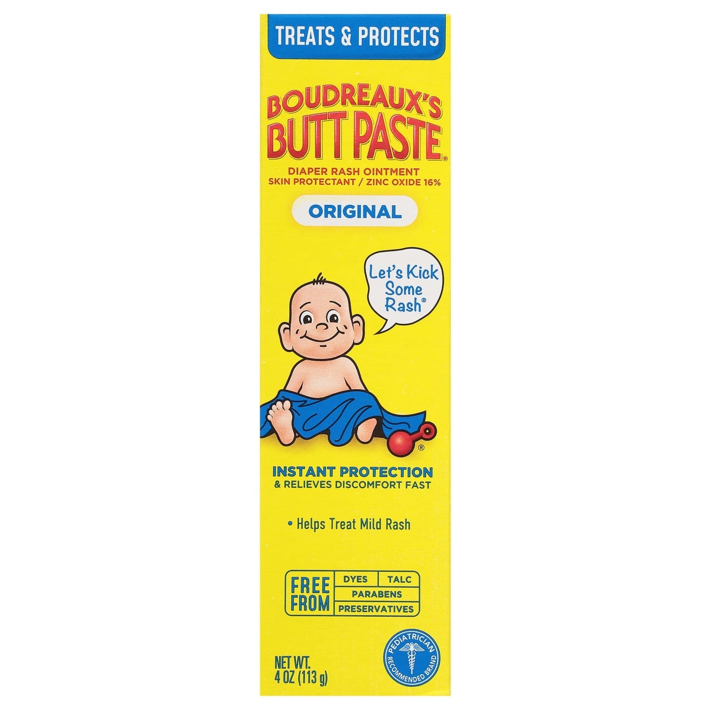 Boudreaux's Butt Paste Original Diaper Rash Cream, Ointment for Baby, 4 oz Tube