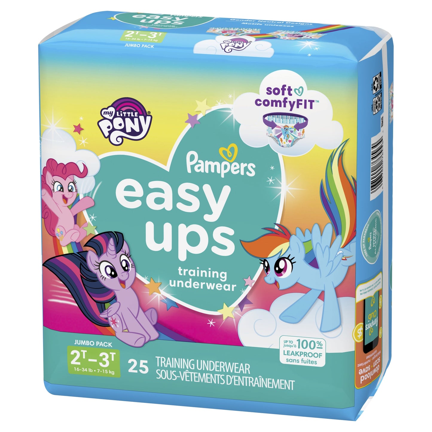Pampers Easy Ups My Little Pony Training Pants Toddler Girls 2T/3T 25 Ct