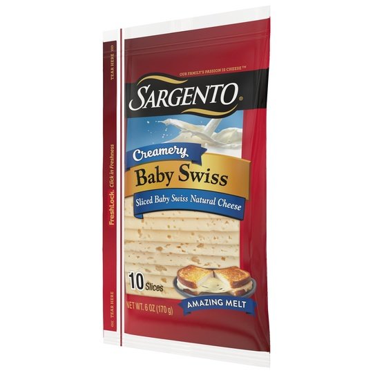 Sargento® Creamery Sliced Baby Swiss Natural Cheese, 10 slices