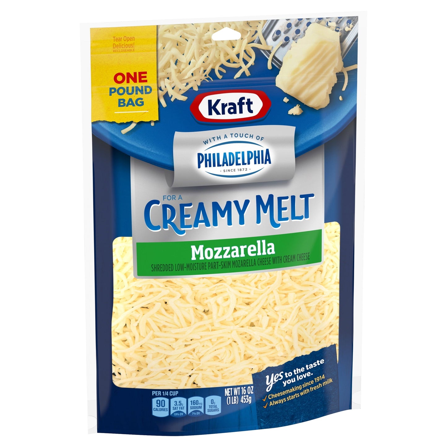 Kraft Mozzarella Shredded Cheese with a Touch of Philadelphia for a Creamy Melt, 16 oz Bag