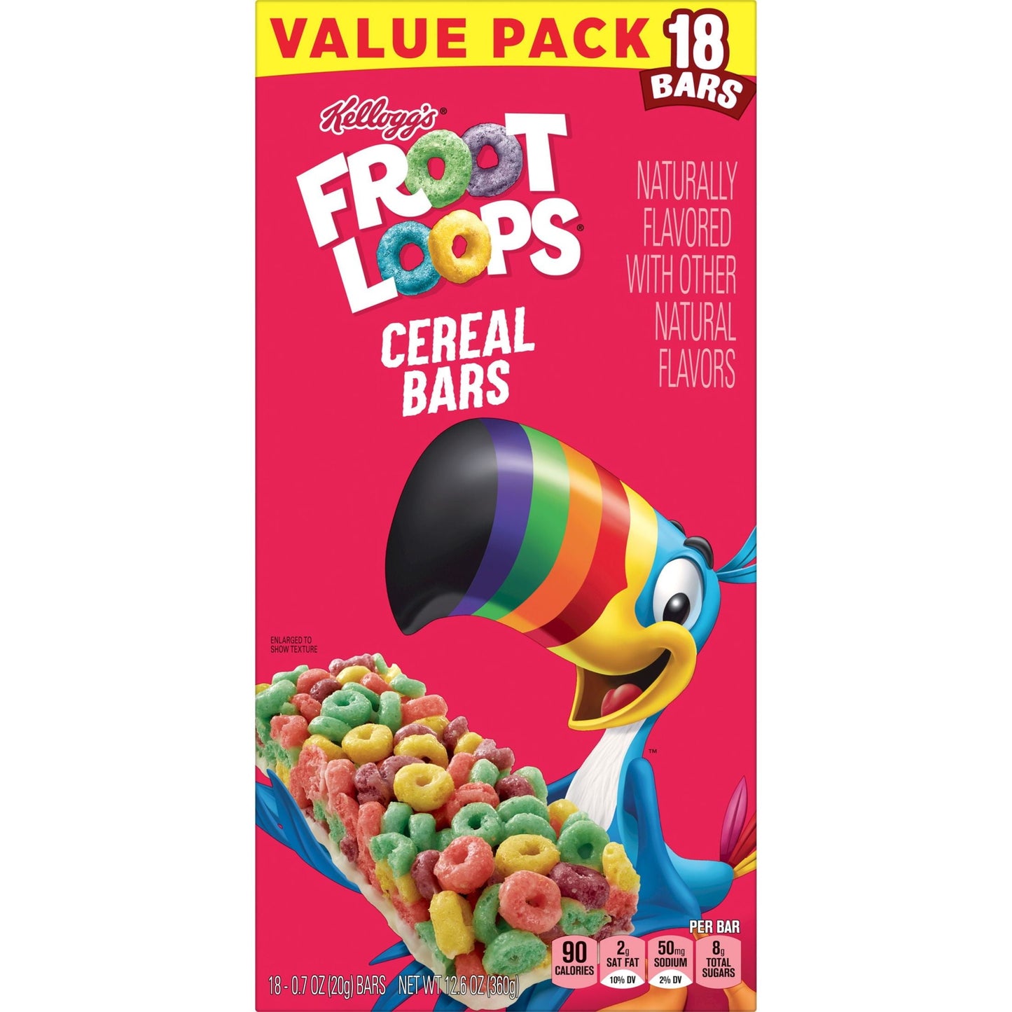 Kellogg's Froot Loops Original Chewy Cereal Bars, Ready-to-Eat, 12.6 oz, 18 Count