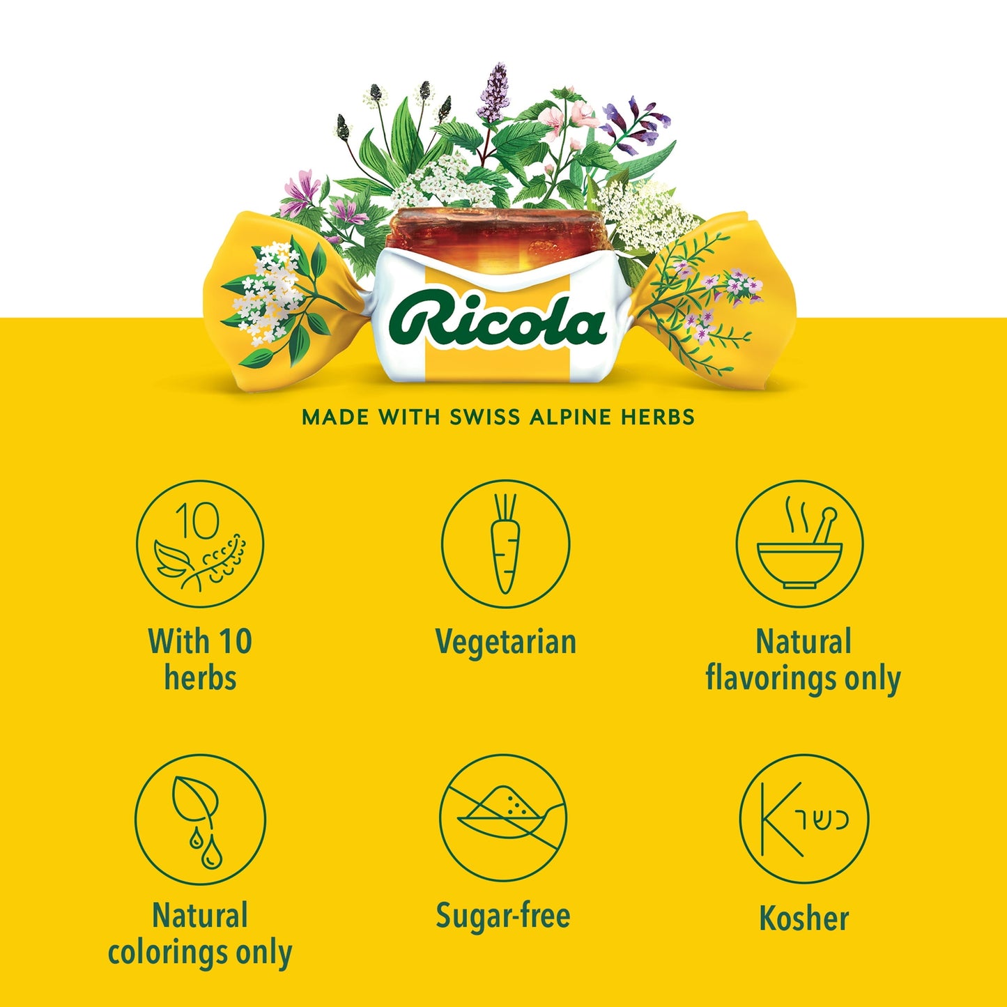 Ricola Sugar Free Lemon Mint Throat Drops - 45 Count