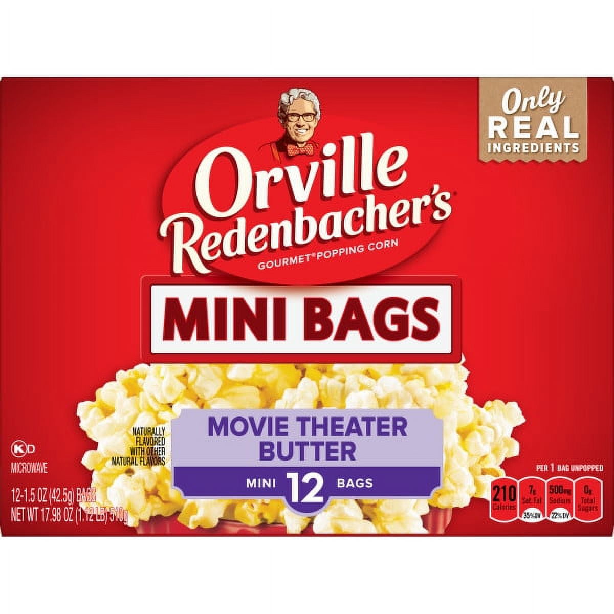 Orville Redenbacher's Movie Theater Butter Microwave Popcorn, Mini Bags, 1.5 Oz, 12 Ct